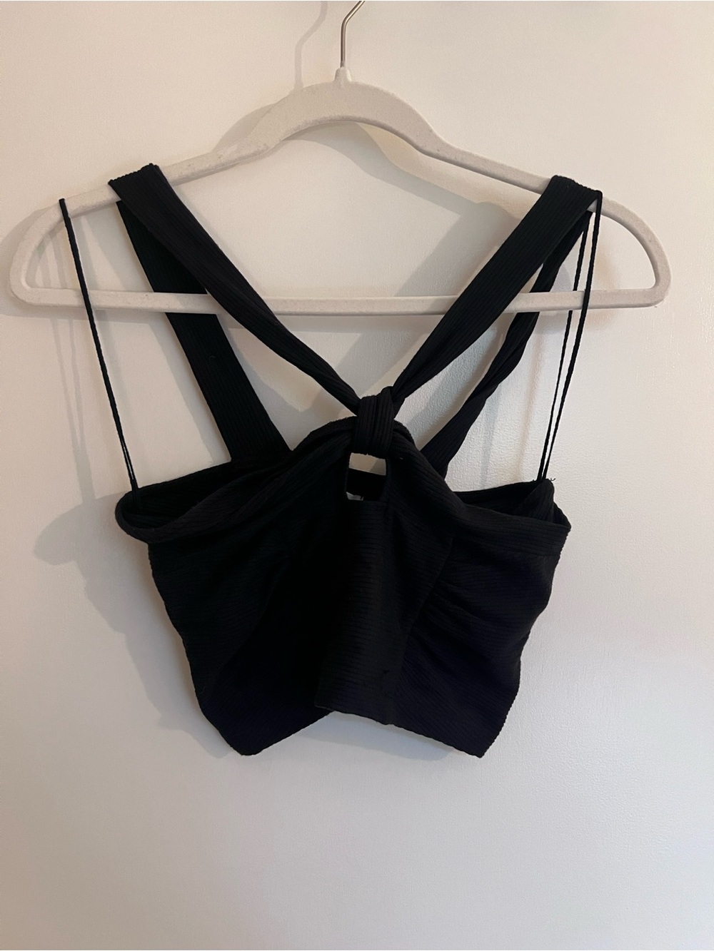 Urban Outfitters Black Knot-Back Ribbed Crop Top